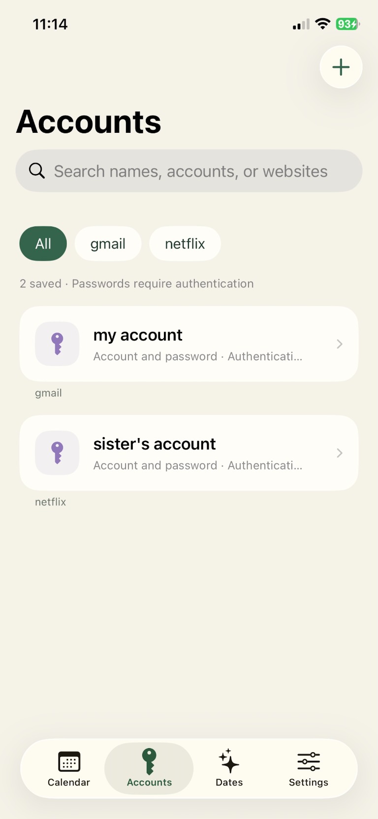 NoteMio 账号与密码管理界面